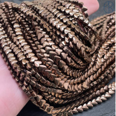 4 мм, Гематин имитация сердце объемное коричневый