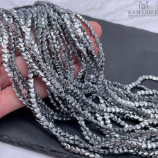 4 мм, Гематин имитация сердце объемное темное серебро