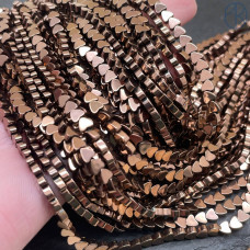 4 мм, Гематин имитация сердце плоское коричневый