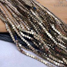 4 мм, Гематин имитация сердце плоское темное золото