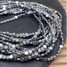 4 мм Гематин круг плоский имитация, цвет темное серебро