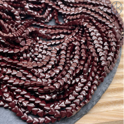 4 мм Гематин сердце объемное темно-бордовое имитация