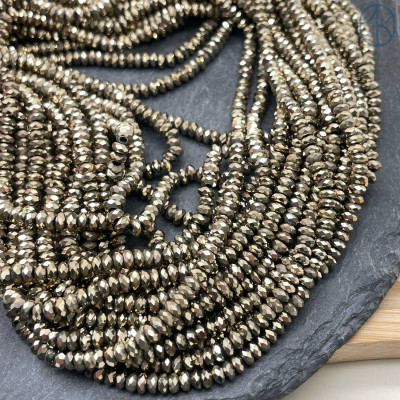 4х2 мм, Гематин имитация рондель алмазная огранка темное золото