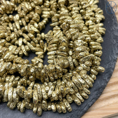 5-10 мм, Лава Вулканическая сколы с покрытием темное золото