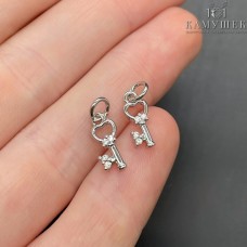 5*12,4мм Цвет серебро, Подвеска ключ с цирконом 