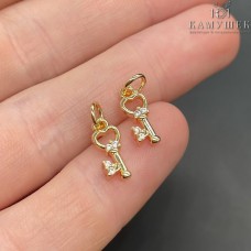 5*12,4мм Цвет золото, Подвеска ключ с цирконом 