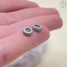 5,7*2мм,цвет серебро, бусина-разделитель с цирконами 