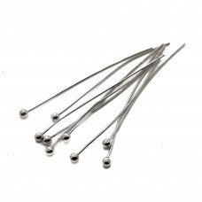 5 см*0,5 мм Цвет серебро, Пины шарик 2 мм мягкие уп. 10 шт