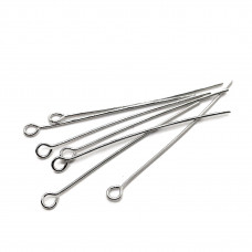 5 см (0,6 мм), Пины петелька средние люкс 10шт., цвет серебро 