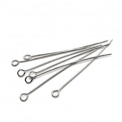 5 см (0,6 мм), Пины петелька средние люкс 10шт., цвет серебро 