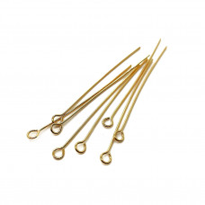 5 см (0,6 мм), Пины петелька средние люкс 10шт., цвет золото