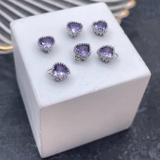 6,5*8 мм,Подвеска сердце мини фиолетовый циркон, цвет серебро 6,5*8 мм