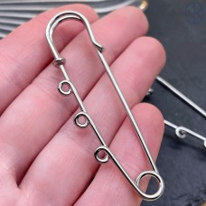 6,5 см, Цвет серебро, Основа булавка 3 петельки