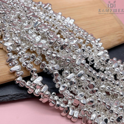 6-7 мм Гематин сколы шлифованные светлое серебро имитация