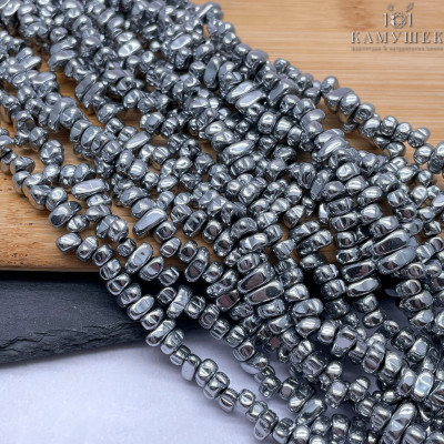 6-7 мм Гематин сколы шлифованные темное серебро имитация