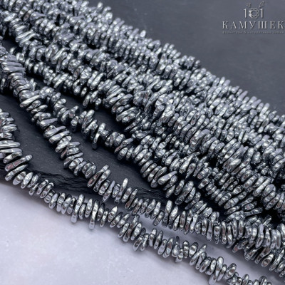 6-9 мм Гематин сколы шлифованные темное серебро имитация