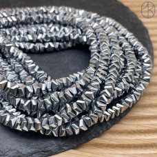 6 мм Гематин, цвет темное серебро, многогранник имитация