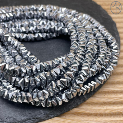 6 мм Гематин, цвет темное серебро, многогранник имитация