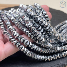 6 мм Гематин, цвет темное серебро, многогранник имитация