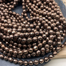 6 мм, Гематин имитация огранка круглая коричневый