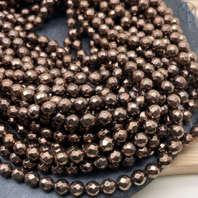 6 мм, Гематин имитация огранка круглая коричневый