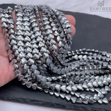 6 мм Гематин имитация сердце объемное темное серебро 