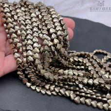 6 мм, Гематин имитация сердце объемное темное золото 