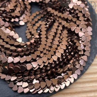 6 мм, Гематин имитация сердце плоское коричневый