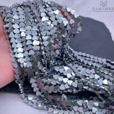 6 мм, Гематин имитация сердце плоское темное серебро