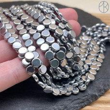 6 мм Гематин круг плоский имитация, цвет темное серебро
