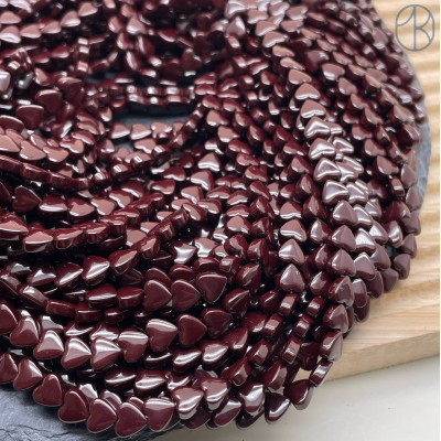 6 мм Гематин сердце объемное темно-бордовое имитация