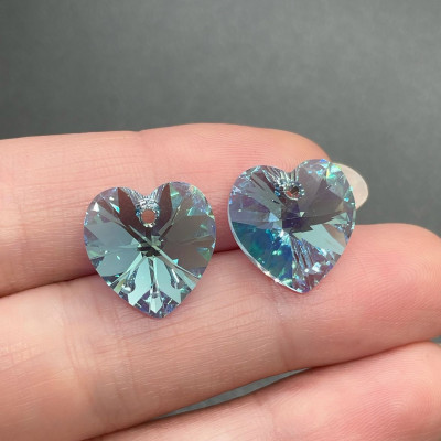 6228 Xilion Heart 14,4*14 мм Aquamarine Aurore Boreale (AB)