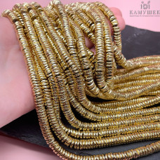 6мм, Гематин имитация диски волна светлое золото