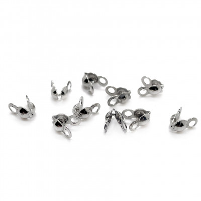 7,5х4 мм, Каллоты двойное кольцо 50шт. люкс, цвет серебро