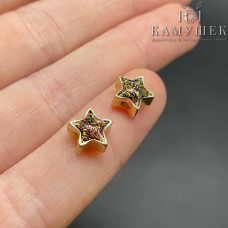 8 мм Цвет золото, Бусина звезда фиолетово-золотая