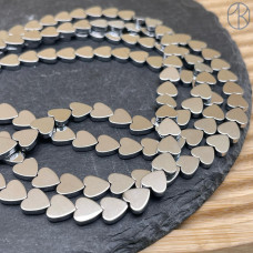 8 мм Гематин, цвет темное серебро, сердце плоское имитация 