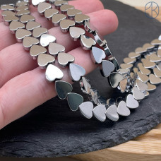 8 мм Гематин, цвет темное серебро, сердце плоское имитация 