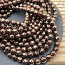 8 мм, Гематин имитация огранка круглая коричневый