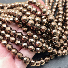 8 мм, Гематин имитация огранка круглая коричневый