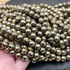 8 мм, Гематин имитация огранка круглая темное золото