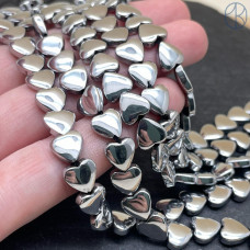 8 мм Гематин сердце объемное, темное серебро имитация