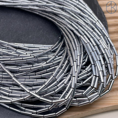 8х2 мм, Гематин имитация трубочки темное серебро