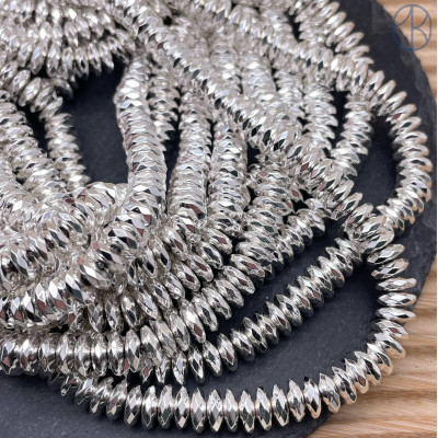 8х3 мм, Гематин имитация рондель огранка светлое серебро