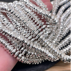 8х3 мм, Гематин имитация рондель огранка светлое серебро