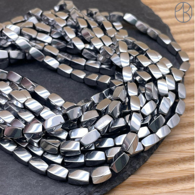 8х4 мм, Гематин прямоугольник волна, цвет темное серебро