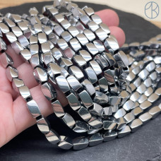 8х4 мм, Гематин прямоугольник волна, цвет темное серебро