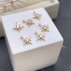 9*10,5 мм Цвет золото, Подвеска северная звезда с цирконом 