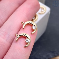 9*10 мм, Цвет золото, Подвеска полумесяц циркон 