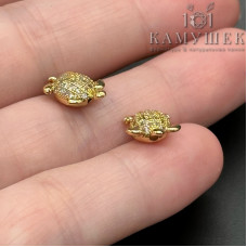 9*11,5мм, Бусина черепаха с цирконами,цвет золото 