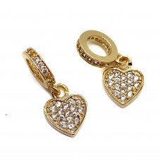 9,6*7, 4мм Цвет золото, Подвеска сердце стразы бейл 